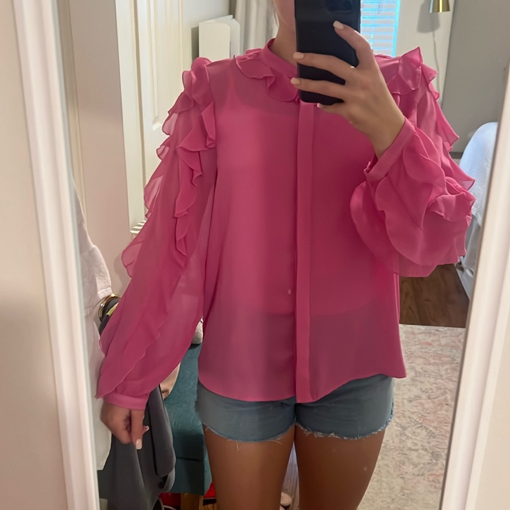 Zara pink long sleeve blouse